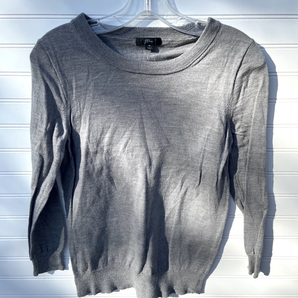 JCREW Lightweight Grey Scoop Neck Sweater